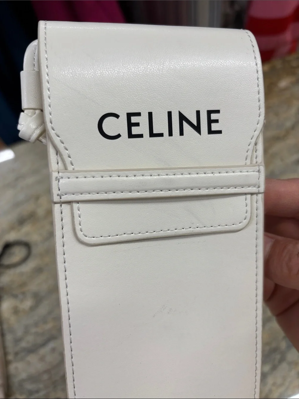 Celine off White Leather sunglasses Crossbody Pouch with Strap